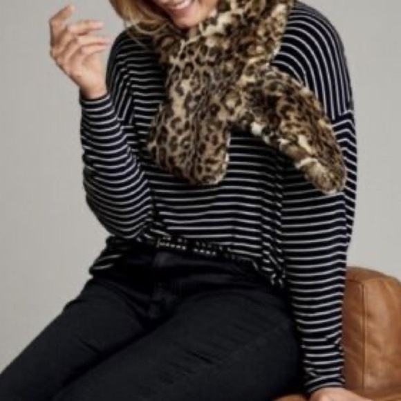 CAbi Crosswalk Black and White Stripe Long Sleeve Tee Size Medium - Picture 1 of 8